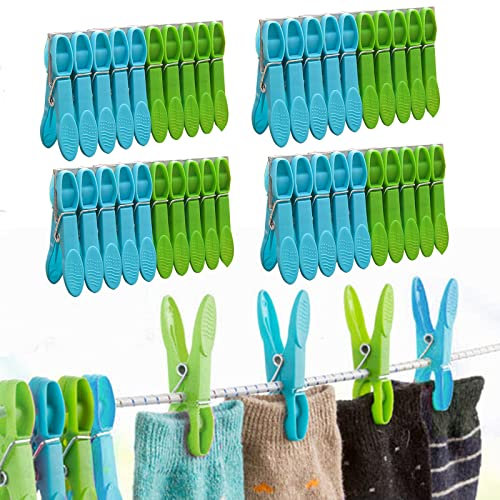 MUFEKUM 50 Stück rutschfeste Wäscheklammern für Wäscheleine, langlebige wiederverwendbare Wäscheklammern, starker Griff, Wäscheklammern für Kleidung, Socken, Geschirrtuch und Fotos (blau + grün)