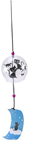 Gogogmee Japanisches Windspiel Katze Glas Windglocke Hängende Dekorative Windspiele Für Balkon Garten Terrasse Innen Außen Geburtstagsgeschenk