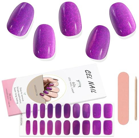 Kalolary Gel Nail Polish Strips, Nail Gel Art Sticker Waterproof Full Nail Wraps Decal Sets with Nail File and Stick for Women Girls Nail Art Decor (UV/LED Lamp Required) (7)