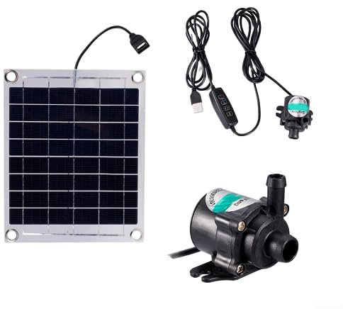 Kit de pompe pour fontaine à eau, pompe d'aquarium 12 V 10 W avec interrupteur de réglage Kit de pompe à panneau pour piscine, pour intérieur et extérieur, bain d'oiseaux, petit étang