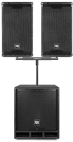 Power Dynamics PD1200 Active PA Speaker Kit – 12 Subwoofer, Dual 6.5 Satellite Top Speakers, Bluetooth DSP Audio Setup with Twin Crossbar Stand for DJs, Events & Live Sound Venues