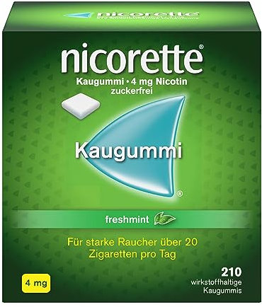 NICORETTE Kaugummi 4mg freshmint – Nikotinkaugummi zur Raucherentwöhnung – Minzgeschmack –mit 4mg Nikotin – Rauchen aufhören - 210 St.