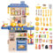 deAO Kitchen Playset Toy with Realistic Lights Age 3+ & Sounds, Kids Play Kitchen Set with Simulation of Spray Features, Pretend Role Play Toys with Lots of Kitchen Accessories for Toddlers (Blue)