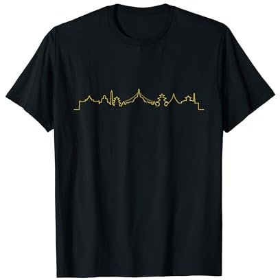 Kathmandu City Temple Skyline Nepalese Prayer Flags T-Shirt