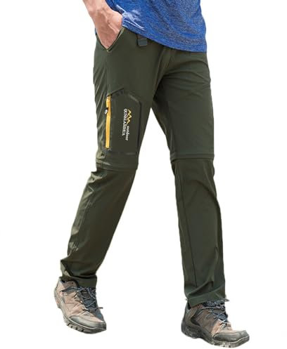 CLOUSPO Outdoor Hose Herren Zwei Teile zerlegbar Sonnenschutz Schnell Trocknend Wanderhose Funktionshose mit Gürtel (DE/NL/SE/PL, Alphanumerisch, XL, Regular, Regular, Grün)