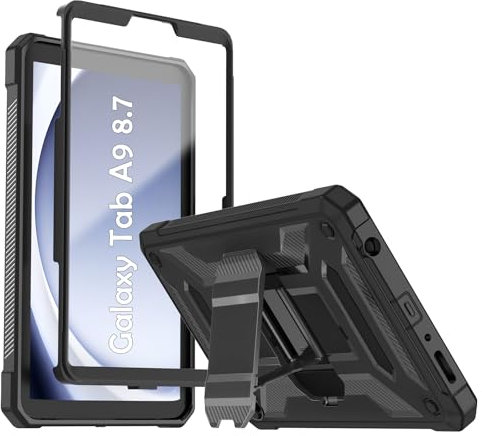 Samsung Galaxy Tab A9 Case 8.7 inch 2023, TrendGate Lightweight Shockproof Armor Series Full Cover Built-in Screen Protector with Stand for Galaxy Tab A9 8.7'' (SM-X110/X115/X117) - Black