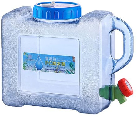 Bidon d'eau avec Robinet Et Couvercle À Visser, 5L, sans BPA, Réservoir d'eau Potable, Portable avec Poignée, pour Caravane, Pique-Nique, Randonnée, Transparent