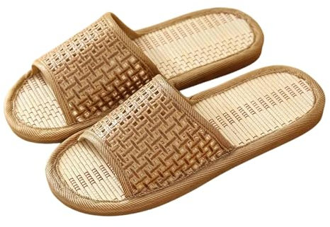 ZHOUT Badelatschen Männer Frauen Bambus Rattan Gras Sommer Hausliebhaber Strohanpeitsche Innenhäuser Sandalen-1-40/41-2 Paar