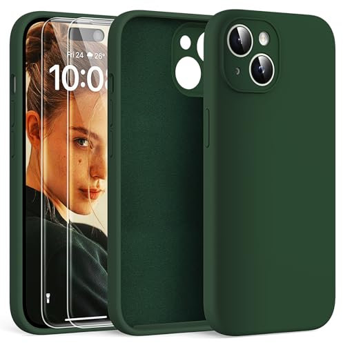 HATOSHI für iPhone 15 Hülle, Silikon Anti-Rutsch Kratzfestes Stoßfest Handyhülle für iPhone 15 Schutzhüll, Alpingrün