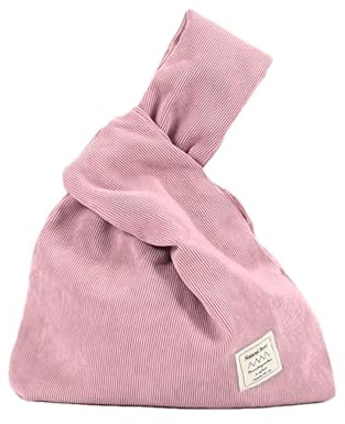 Anopo Sac à Nœuds pour Femmes Petits Velours Côtelé Sacs à Main Esthétique Mignonne Porte-Monnaie Tote Bag Rose Clair