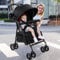Kinderbuggy Klein Zusammenklappbar, Einhändiig Klein Zusammenklappbar, Leicht, Bis 25 kg, Buggy mit liegefunktion,Sonnenverdeck, XL Enkaufskorb,Schwarz