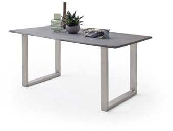 möbelando Baumkantentisch >Calabria< in Akazie grau lackiert - 180x76,5x90 (BxHxT)