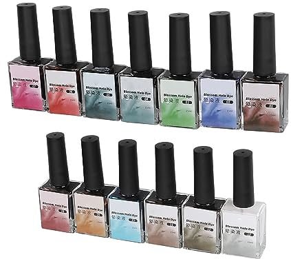 13 Colors Blooming Nail Polish Dye Set Watercolor DIY Nail Art Dye Gel Decorations Manicure Tool