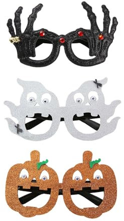 JCUGSBS 3 Pezzi Divertenti Occhiali Occhiali Scuotendo Occhiali Gigante Accessori Costume Divertente per Halloween,3 Bicchieri di Halloween, Bicchieri di Zucca, Bicchieri da Festa