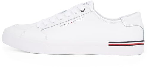 Tommy Hilfiger Sneaker con Suela Vulcanizada Hombre Core Corporate Leather Low Top, Blanco (White), 44