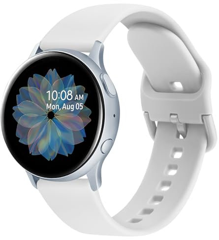 Oumida Armband für Samsung Galaxy Watch Active 2 40mm 44mm/Active 40mm 44mm Armband für Damen Herren, 20mm Silikon Armbänder (Weiß)