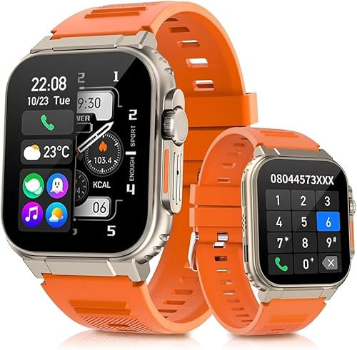 Générique smartwatch Ultra 49mm série 2,2 Pouces NFC Hommes et Femmes Montre de Fitness Mode Sportif Surveillance du Sommeil APP, Montre étanche pour iOS et Android (Orange)