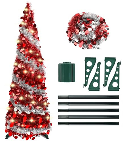 San Like Árbol de Navidad Artificial 150 cm, Árboles de Navidad Plegable con Lentejuelas Artificiales, árboles de Navidad con Soporte para decoración Interior y Exterior
