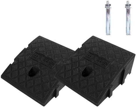 Haipky 2 Pack Portable Lightweight Curb Kerb Ramps, 9.84×10.63×2.76 Threshold Ramps for Driveway, Sidewalk, Car, Scooter with 2 Expansion Bolts, Easy Setup, Ideal for Mobility Access