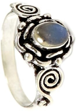 JEWELSTREZORO Regenbogenmondstein Edelstein-Bandring für Herren und Damen, alle Größen, 925er-Sterlingsilber, handgefertigter Geschenkartikel, Schmuck TSR180A_64 (20.4)