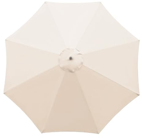 Plcnn Rideau de rechange épais et robuste pour parasol de terrasse de 3 m avec 6 lattes, beige, (8 Ribs)