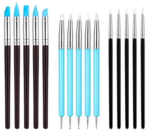 15PCS Silicone Clay Sculpting Tool, Modeling Dotting Tool, Silicone Sculpting Tools for DIY Art, Pottery, Nails, Painting