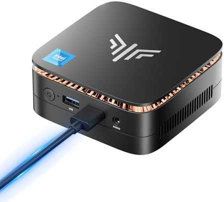 NiPoGi Essenx E1 Mini PC Twin Lake N150 (Βeat N100,3,6 GHz) 16 GB RAM/512GB M.2 SSD W-11 Pro, HDMI 2.0+DP 1.4 Mini Ordenador de Sobremesa WiFi 5, BT4.2/RJ45,4K @60HZ UHD Dual Display para Oficina