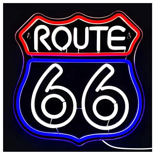 Luci al Neon Da Parete Insegna Al Neon Route 66 Insegna Luminosa A LED Storica US High Way Per La Decorazione Della Parete Della Camera Da Letto Illuminata 28.2cmx28.7cm