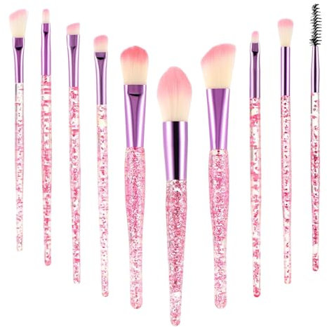 Lot de 10 pinceaux de maquillage professionnels pour fond de teint, poudre, blush, fard à paupières, correcteur, highlight