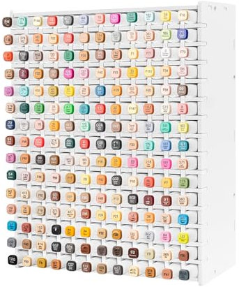 Art Marker Storage Rack, Pen Storage Organiser for 180 Markers, Marker Organiser Holder with Removable Divider Desktop Pencils Organizer Holder Watercolour Organizer Holder for Office Desk Classroom