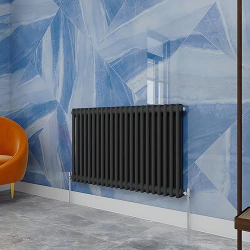 Simple Bathroom Cast Iron Radiator, Anthracite, 600X1010mm, 2 Column | Traditional household, Suitable for multi-room, Central Heating,Old Style,Horizontal