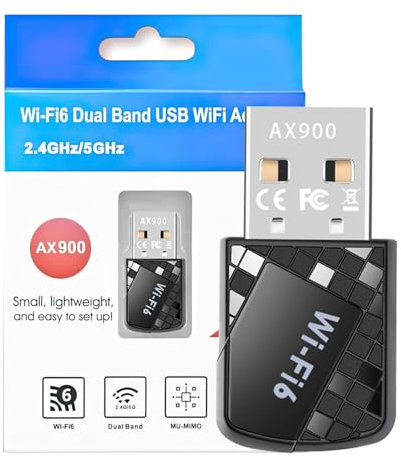 WiFi 6 USB WiFi Dongle for PC Laptop Desktop, Mini USB WiFi Adapter Wireless Dual Band 5GHz 600Mbps & 2.4G 286Mbps Network, USB2.0 Internet Dongle for Windows 11/10/7 Built-in Driver