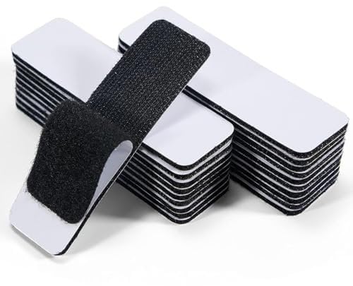 20 PC Scratch Autocollant Double Face 3 cm × 10 cm, double face avec fermeture pour tissu, fixation, organisation et rangement, noir, 10 paires