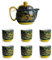 Tetera de porcelana china de 340.2 g con forma de dragón de acero inoxidable, infusor de puré de filtración para té suelto (juego azul marino)