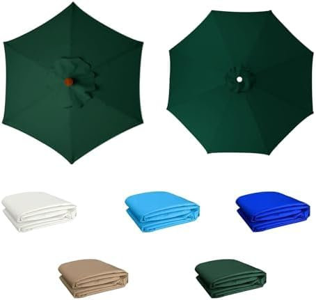 YZTTCD Tela Para Sombrilla de Fundas de Repuesto Para Sombrilla,2-3,5 M, Con Borde de Repuesto, Resistente A La Decoloración, Ideal Para Patio, Playa Y Piscina, Verde Oscuro, 8 Varillas: 2 M/6,5 Pies