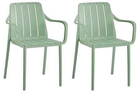 VORTIVO Gartenstühle 2er Set stapelbar - Hochwertige Outdoor-Stühle in Grün, wetterfest, UV-beständig, bis 200 kg – für Balkon, Terrasse & Esszimmer