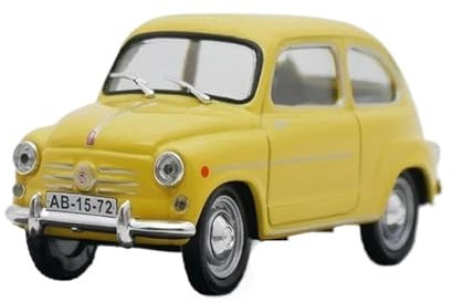 Mini Auto Spielzeug 1:43 Für FIAT 600 Gelbe Limousine Legierung Automodell Statischer Metallschmuck Sammlerspielzeug Souvenir Wohnkultur
