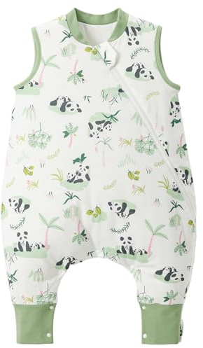 LULUMONKEY Sleeping Bag with Legs 2.5 TOG, 100% Cotton Winter Sleeping Sack with Feet Toddler Wearable Blanket 6-12 Months, Panda