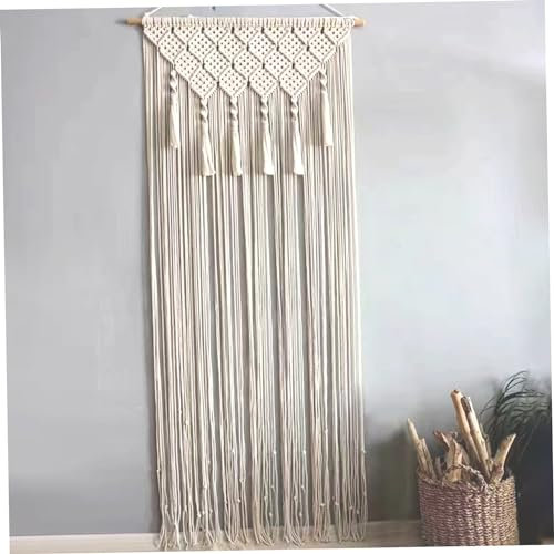 Obelunrp Macrame Wall Hanging, 26x79 Inch Cotton Macrame Door Curtain with Tassel, Woven Boho Wall Art, Tapestry Hanging for Doors, Windows Decor, Curtain, Door