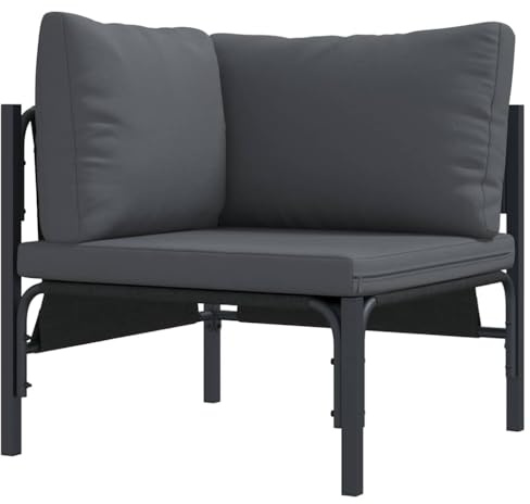 vidaXL Outdoor Furniture with Cushion with Pillow Anthracite Steel, Balcony Lounge, Modern Outdoor Sofa Set, Weatherproof Seating, Durable Patio Comfort, Modular Sectional Garden Furniture