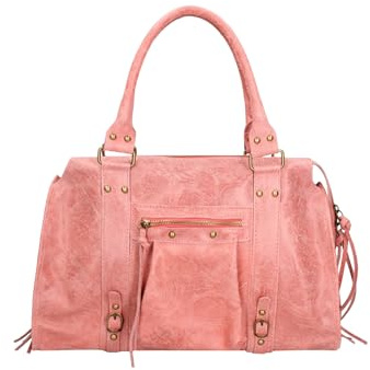Gave Lux Schultertasche Damen Leder aus bedrucktem Wildleder 41x28x13 cm