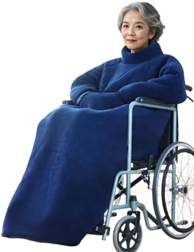 BALAMLB Rollstuhl Poncho Mantel Decke Tragbar Cape Jacke,Rollstuhl Fußsack,Rollstuhl Schlupfsack,Rollstuhldecke Winterponchos Damen Herren Winter Warm Mit Kapuze Für Rollstuhl Rollstuhlfahrer Zubehör