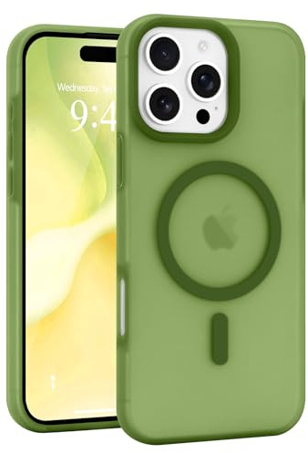 Micoden for iPhone 16 Pro Case Silicone Clear Compatible with Magsafe | Soft Skin-feel Translucent Matte,Raised Camera Shockproof Protective,Cute Slim Magnetic Cover for Men Women-Green