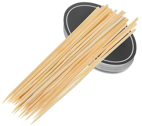 IWOWHERO 24 Stück Lebensmitteletiketten für Partybuffet aus Papier und Holz Dekorative Käse und Brotschilder für Geburtstagspartys und Buffet Beschreibbare Schwarze Etiketten