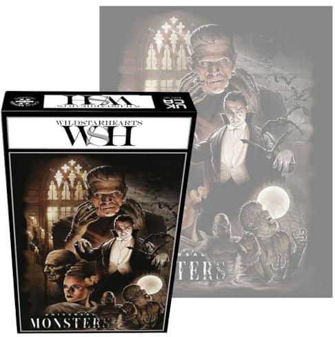 Universal Monsters 1000 Teile Puzzle - Universal Monster Icons - Classic Horror Jigsaw Puzzle for Adults Scary Movie Gift