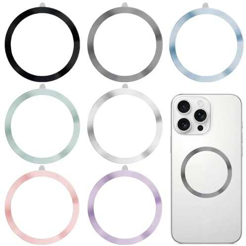Dmrbiy Magnet für Magsafe 7 Stück, Sieben Farben, Magnetring Handy, Magnet Ring Handy, Edelstahl Handyhalter Handymagnet, Kabellosen Klebering Kompatibel Magnete