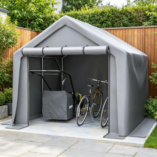 Ball & Cast Fahrradgarage, Motorrad Garage mit UV-Schutz PE-Dach | Motorradgarage, Zeltgarage Wetterfest und Robust. Einfache Montage. Fahrradzelt für Garten und Hof, 244x241x217 cm