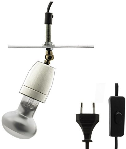 TropicShop Keramikfassung -/Porzellanfassung Inkl. Zuleitung mit Schalter (Schwenkbar 180°)