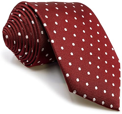 Shlax&Wing Hochzeit Klassisch Herren Seide Krawatte Rot Weiß Punkte
