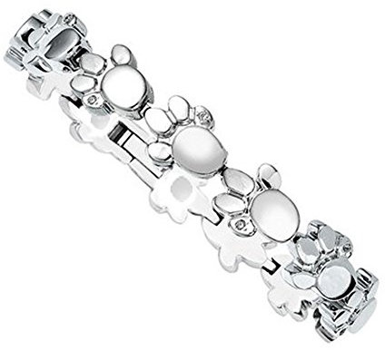 Tierpfoten Magnettherapie Armband mit Swarovski Kristallen Energetix 2153 Silber Gr. M – XL